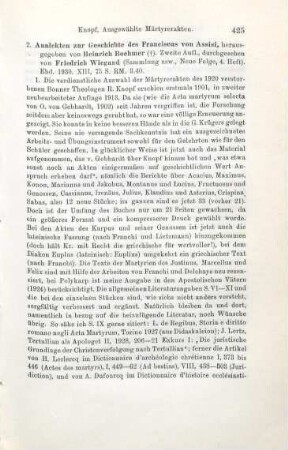 425-426 [Rezension] Ausgewählte Märtyrerakten