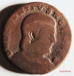 Römische Münze, Nominal Maiorina, Prägeherr Magnentius für Decentius, Prägeort Lyon, Original