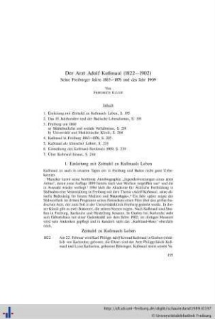 Der Arzt Adolf Kussmaul (1822-1902). Seine Freiburger Jahre 1863-1876 und das Jahr 1909.
