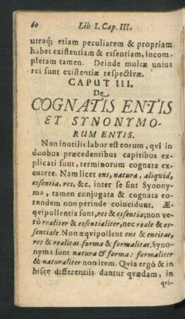 Caput III. De Cognatis Entis Et Synonymorum Entis.