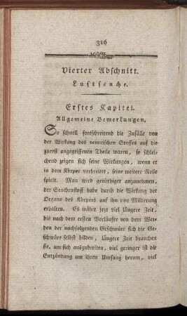 Vierter Abschnitt. Lustseuche. Erstes Kapitel. Allgemeine Bemerkungen – Fünfzehentes Kapitel. Von der Lustseuche bei den neugebohrnen Kindern