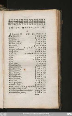 Index Materiarum.