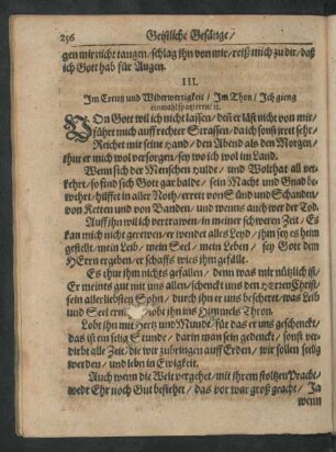 III. Im Creutz und Widerwertigkeit/ Im Thon/ Ich gieng einmahl spatzieren/ [et]c.