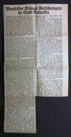 Zeitungsartikel über die Gran-Chaco Expedition