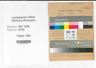 Entnazifizierung Otto Trepel , geb. 29.09.1900 (Angestelltert)