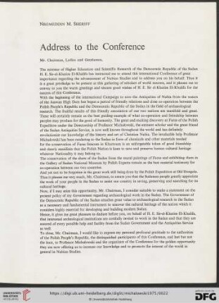 Address to the Conference