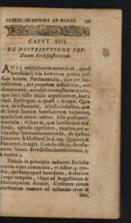 Caput XIII. De Distributione Fructuum Ecclesiasticorum