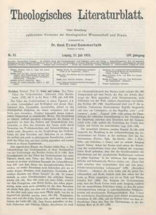 225-227 [Rezension] Preisker, Herbert, Geist und Leben