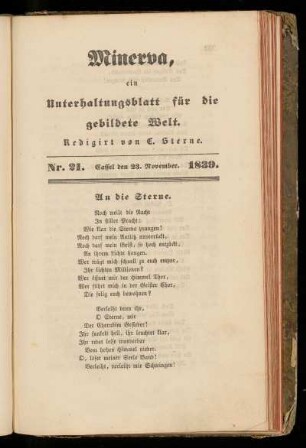 Minerva, Nr. 21, 23. November 1839