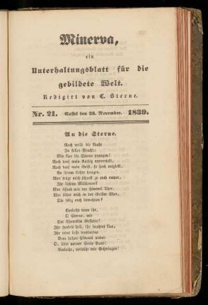 Minerva, Nr. 21, 23. November 1839