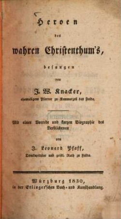 Heroen des wahren Christenthum's