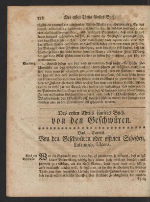 Des ersten Theils fünftes Buch, von den Geschwüren.