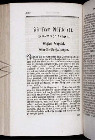 Fünfter Abschnitt. Feld-Verhaltungen