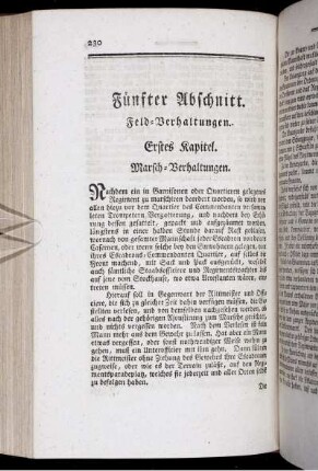 Fünfter Abschnitt. Feld-Verhaltungen