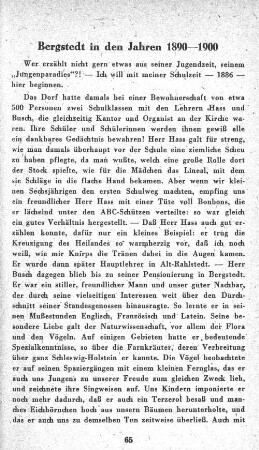 Bergstedt in den Jahren 1890-1900