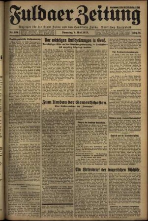 Ausgabe vom Samstag, den 06. Mai 1933.