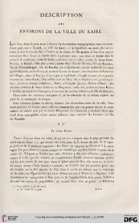 Description des environs de la ville du Kaire