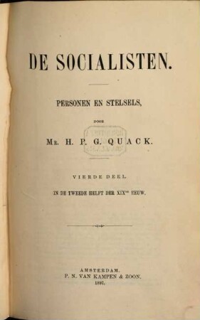 De Socialisten : Personen en Stelsels, 4. In de tweede helft der XIXde eeuw