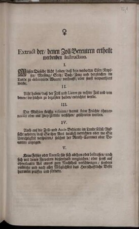 Extract der, denen Zoll-Bereutern ertheilt werdenden Instruction