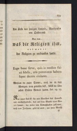 359-380, Am Feste des heiligen Leopold, Markgrafen von Oesterrecich.