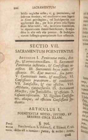 Sectio VII. Sacramentum Poenitentiae.
