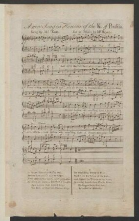 A new song in honour of the K. of Prussia : sung by Mr. Kear