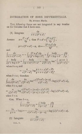 Integration of some differentials.