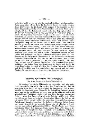 Robert Rissmann als Pädagoge