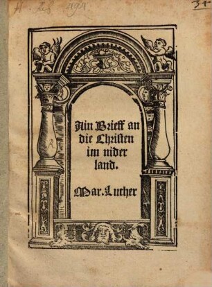 Ain Brieff an die Christen im niderland