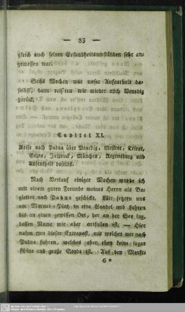 Capitel XI. Reise nach Padua über Venedig, Mestree, Trient, Bozen, Inspruck, München, Regensburg und Aufenthalt daselbst