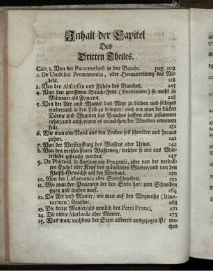Inhalt der Capitel Des Dritten Theiles.