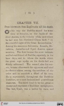Chapter VII: From his return from Kapilvastu till his death