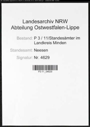 Sterberegister Standesamt Neesen