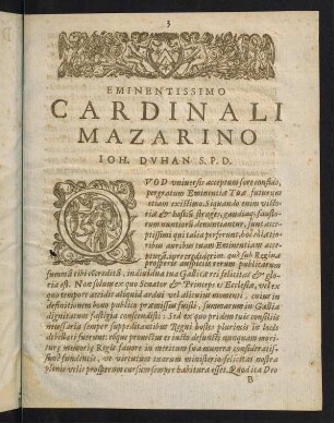3-5, Eminentissimo Cardinali Mazarino