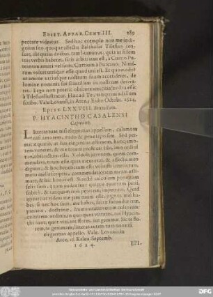 Epist. LXXVIII. Bruxellam. P. Hyacintho Casalensi Capucino.