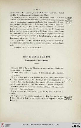 Séance du Comité du 7 août 1873