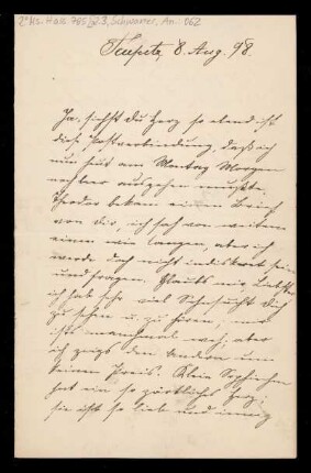 Brief von Antonie Schwaner an Wilhelm Schwaner
