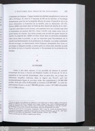 III. Economie