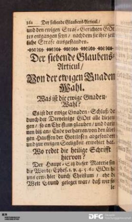 Der siebende Glaubens-Articul / Von der ewigen Gnaden-Wahl.