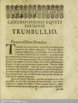 Generossimo Equiti Domino Trumbullio