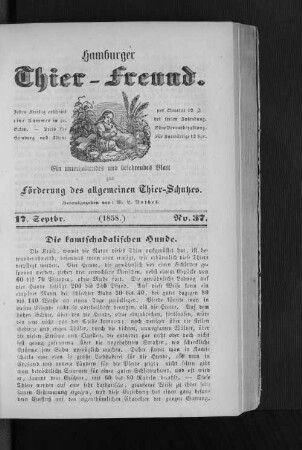 Hamburger Thier-Freund. 17. Septbr. (1858.) No. 37.