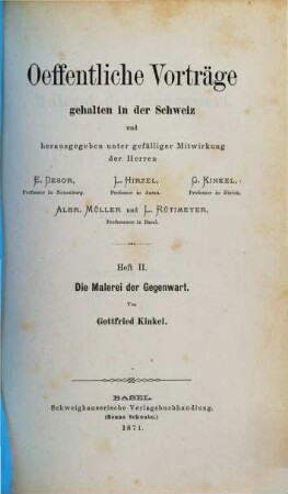 Die Malerei der Gegenwart : Vortrag, gehalten im Rathhaussaale zu Zürich am 28. November 1867
