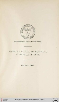 American School of Classial Studies at Athens (January 1885)