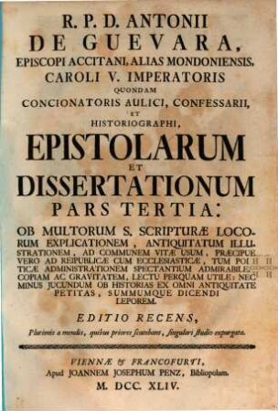 Epistolae et dissertationes omnes : Adiecta tertia parte ..., 3