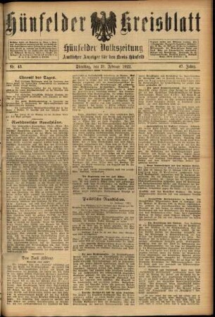 Ausgabe vom Dienstag, den 21. Februar 1922.