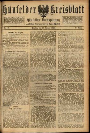 Ausgabe vom Dienstag, den 21. Februar 1922.