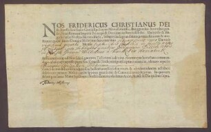 Zeugnis über erste Tonsur des Johann Wilhelm Twickel von Havixbeck.