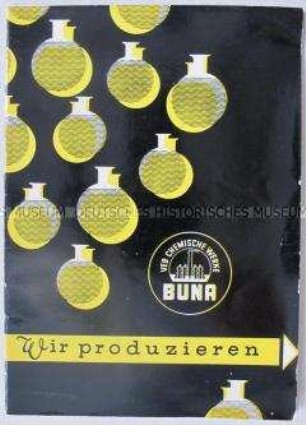 Werbe-Schrift für das Sortiment des VEB Chemische Werke Buna in deutscher Sprache