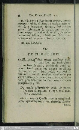 VI. De Cibo Et Potu