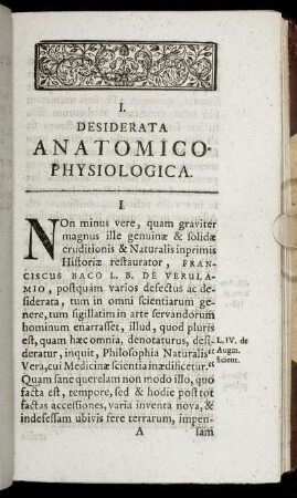 I. Desiderata Anatomico-Physiologica.